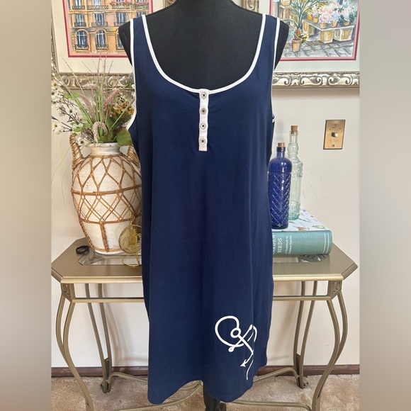 NAUTICA Dark Blue Midi Casual Shift Dress Anchor Design Relaxed Fit Size XXL - Picture 8 of 8